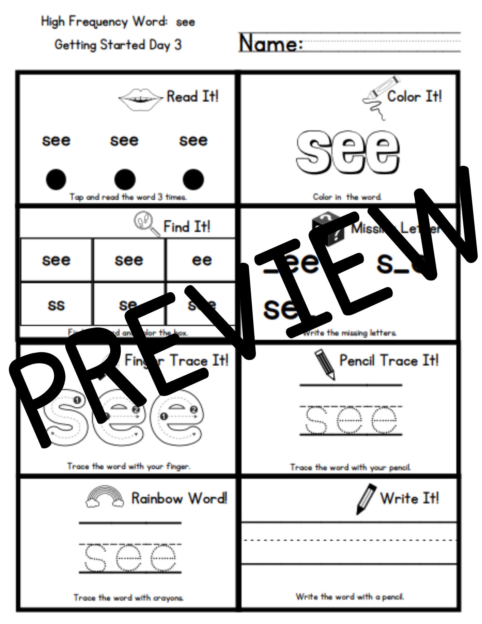 OCR First-grade BUNDLE High Frequency Words Getting Started & Unit 1 ...