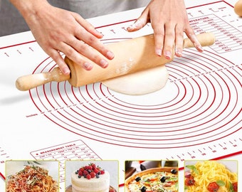 Lilymeche Concept - Pastry Mat with Measurement(2pc), Non Slip, BPA - Free, Rolling Pastry, Kneading Board for Dough Rolling