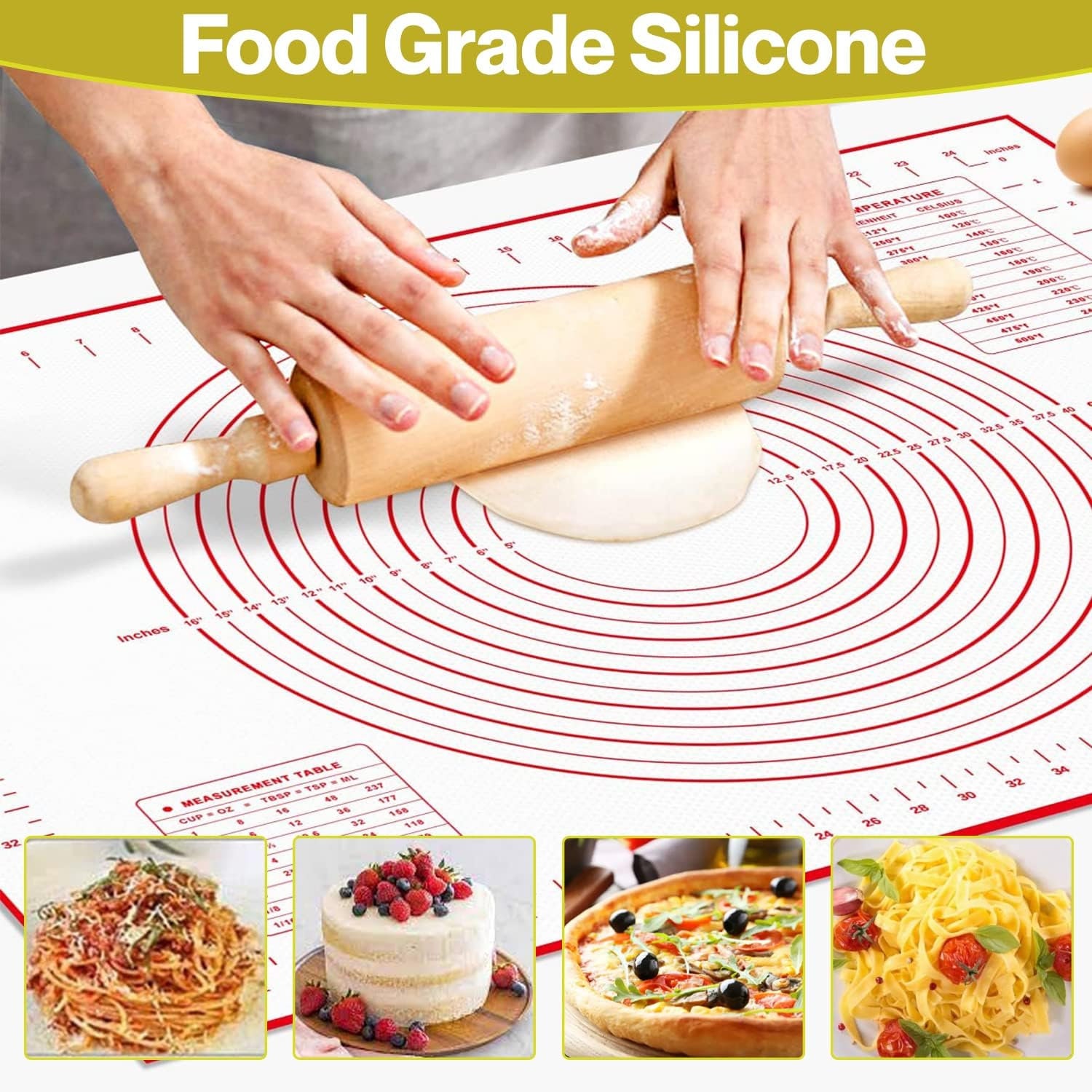 Food Grade Silicone Kneading Mat Non Slip Bread Flour Pad Rolling
