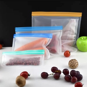 Lilymeche Concept  22 Pack Reusable Storage Bags, Bpa free, Food grade PEVA, Leakproof Bags for Meat, Fruit, Vegetable
