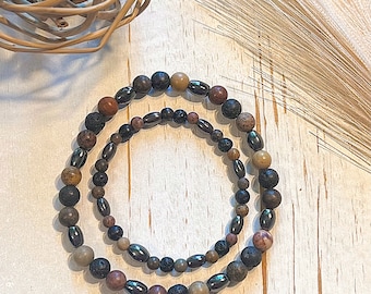 Dad and Son Beaded Bracelet Set: Forever Bonded Matching Jewelry