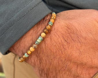 Men's Bracelet Trendy Bead Style | Fall Must-Have | Customized Size & Color | Stretch Comfort Fit