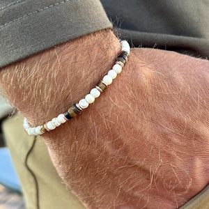 Men's Bracelet Trendy Bead Style | Fall Must-Have | Customized Size & Color | Stretch Comfort Fit