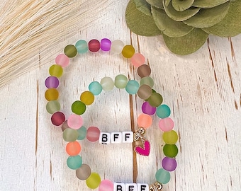 BFF Bracelet Set: Skittle Spectrum Bead, Friendship Jewelry