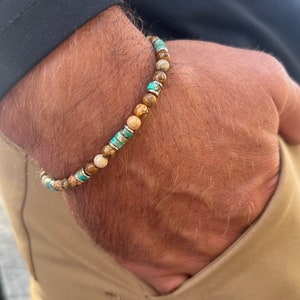 Herenarmband, trendy kraalstijl | Must-have voor de herfst | Aangepaste grootte en kleur | Comfortabele stretch-pasvorm
