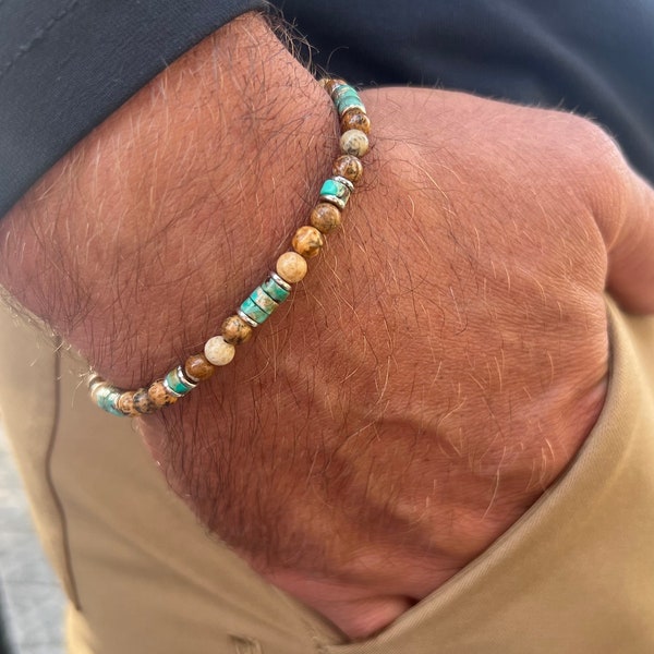 Men's Bracelet Trendy Bead Style | Fall Must-Have | Customized Size & Color | Stretch Comfort Fit