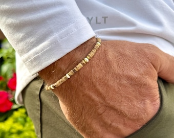 Natural Wood Bead Bracelet – Coastal Boho, Custom Sized