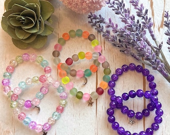 Starry Moonlight Sparkle: Kids' Bracelet with Luminous Moon Gems and Shimmering Stars