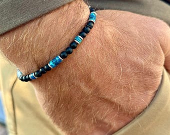 Men's Bracelet Trendy Bead Style | Fall Must-Have | Customized Size & Color | Stretch Comfort Fit