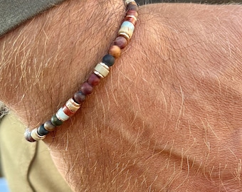 Men's Bracelet Trendy Bead Style | Fall Must-Have | Customized Size & Color | Stretch Comfort Fit