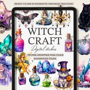 Witchcraft Digital Stickers: Magic Theme Planner, Halloween Goodnotes, OneNote PNG, Goodnote File