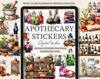 Apothecary Digital Planner Stickers: Witchy Potion Bottle PNGs Goodnotes, Notability, OneNote, Penly