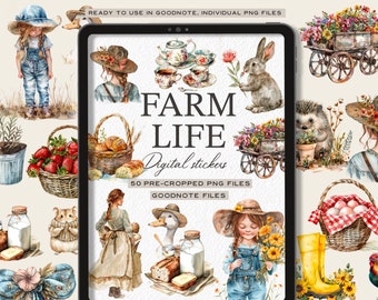 Farm Digital Stickers: Country Planner Decorations (Goodnotes, OneNote, iPad)