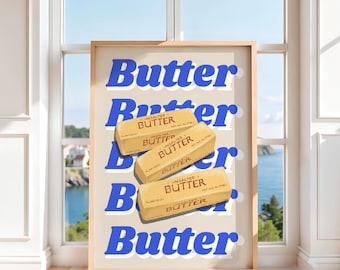 Butter Print Cute Poster Whimsical Print For Wall hanging Vintage Style Wall Decor For Butter Kitchen Decor with Butter Room Decor Print