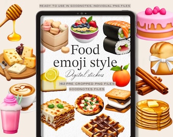 Apple Emoji Food Digital Planner Stickers: Goodnotes, Notability, PNGs