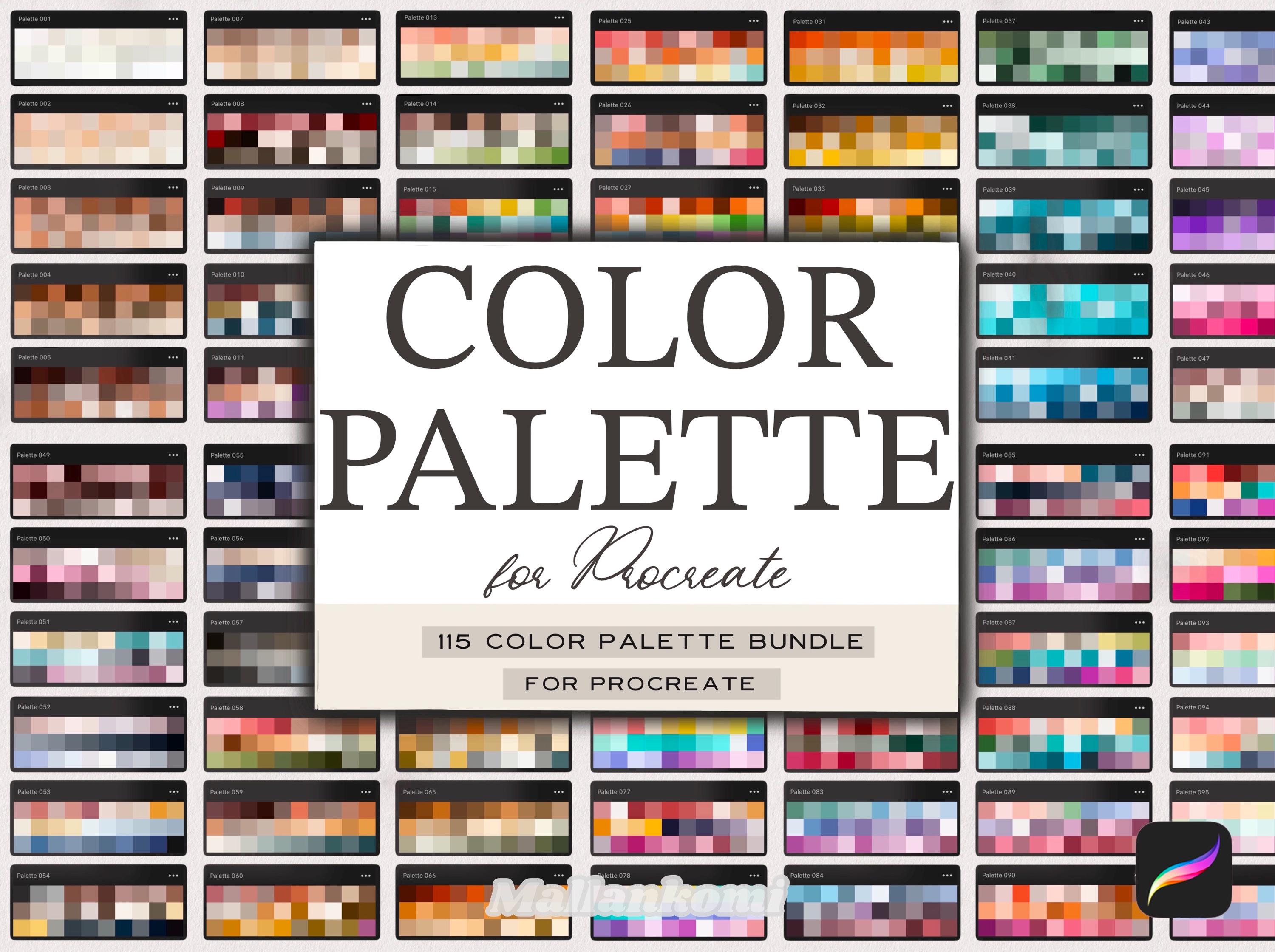 Paquete de paletas de color para Procreate en iPad – 115 muestras curadas y herramientas de color