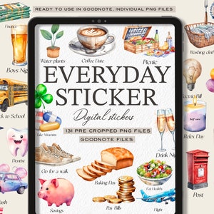 Everyday Digital Stickers: Goodnotes & Notability Pre-Cropped PNGs Digital Download