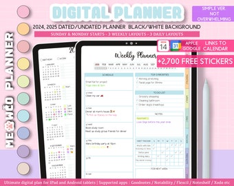 All-in-One Digital Planner 2024, 2025, 2026, Undated Digital Planner, Digital Journal, Digital Goodnotes Template, Notability, Daily Planner