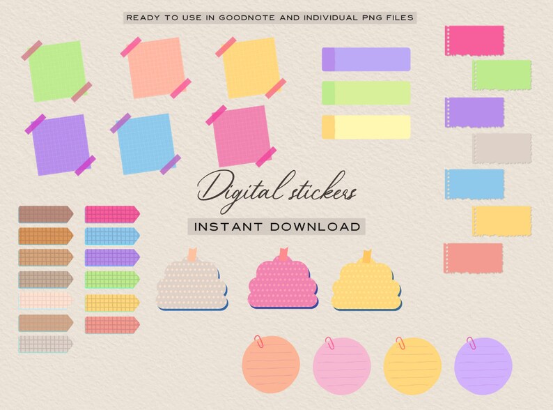 Cute Onenote Cute Note Digital Planner Stickers: Goodnotes, Onenote, iPad (PNG) - Etsy