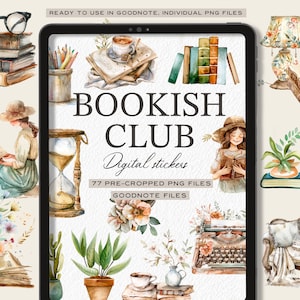 Bookish Digital Stickers: Planner & Journaling PNGs Goodnotes, OneNote