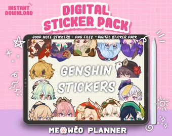 Digital Stickers | Daily Planner Stickers | iPad Stickers | Goodnote Stickers | OneNote Stickers | Kawaii Digital Stickers | Genshin sticker