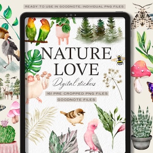 Natur Digital Planner Sticker: Goodnotes, OneNote, iPad (PNG Sticker, Instant Download)