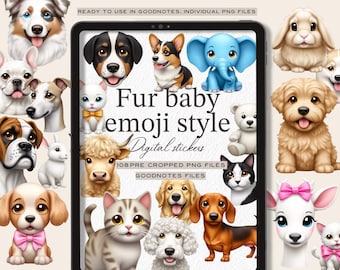 Apple Animal Emoji Digital Planner Stickers: Goodnotes, Notability PNGs