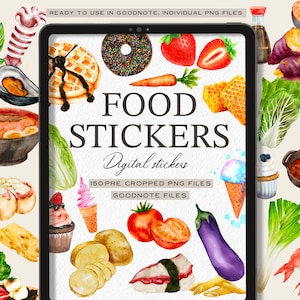 Food Digital Stickers: Daily Planner, Goodnotes, OneNote (PNG)