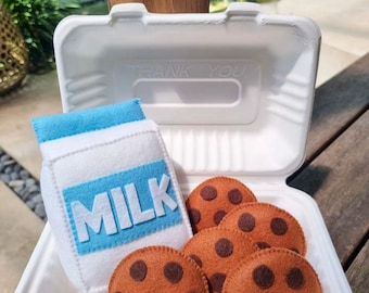 Felt Milk & Butter Cookies Food Set, Plush Toys Pretend Play, Montessori, Kitchen Market, High Tea Party Chocolates Biscuits Childs kid gift