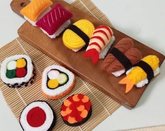 Felt Sushi Set: Handmade Plush Toy Food, Montessori Pretend Play
