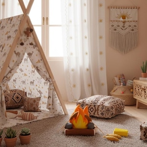 Filz Lagerfeuer Set, Rollenspiel, Camping, fantasievolles Spiel, Filz Essen, Jungen Geburtstag Mädchen Angelausflug & Marshmallows