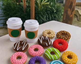 Coffee cup Felt toy, Takeaway drink set, Pretend play Coffee shop set Latte Starbucks toy