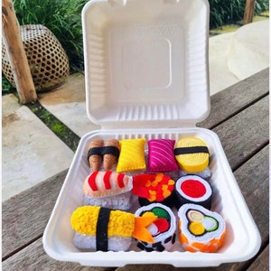 Felt Summer Sushi Basket Plush Toy Food Set, Healthy Kids Snacks, Pretend Play Montessori, Play Kitchen Market Child Kids Birthday Gift Idea