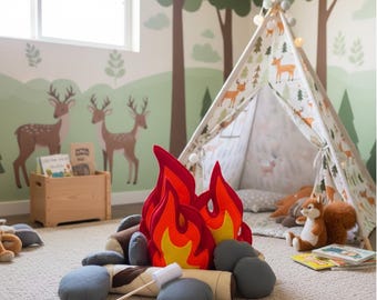 Felt Campfire Set: XL Plush Toy, Montessori Sensory Play Camp Fire