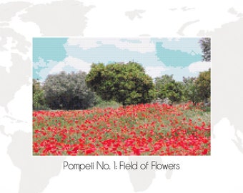 Pompeii No. 1: Field of Flowers - PDF Downloadable Cross Stitch Pattern by Stephanie Craig Moyo from Cross Stitch the Globe (Italy)