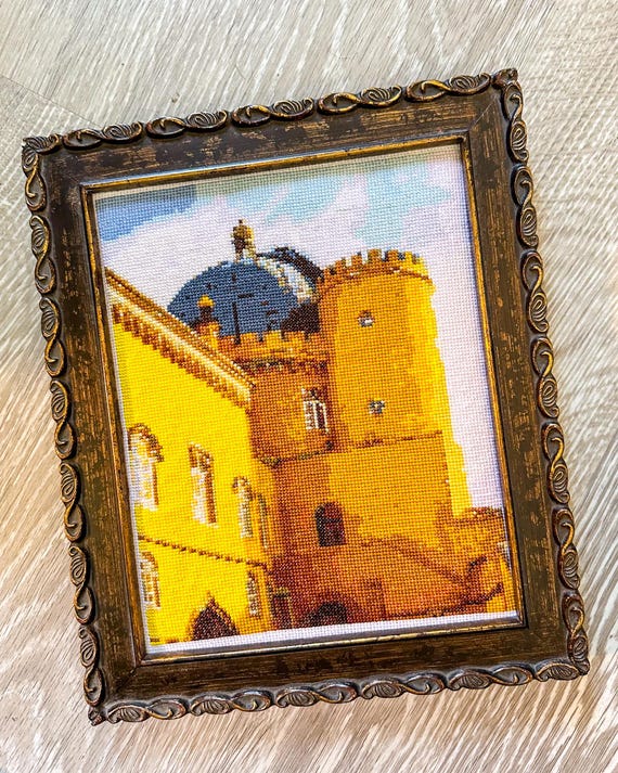 Portugal No. 1: Pena Palace - PDF Downloadable Cross Stitch Pattern by Stephanie Craig Moyo from Cross Stitch the Globe (X-Stitch Pattern)