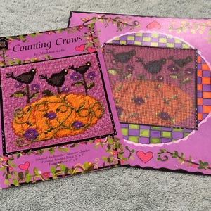 Contando cuervos de Madeline Lake, lienzo bordado y tapete para enmarcar