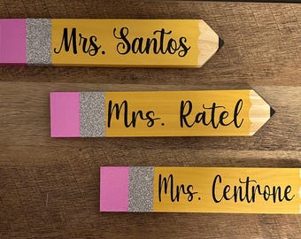 Placa personalizada para mesa de lápis de professor: placa com nome personalizado