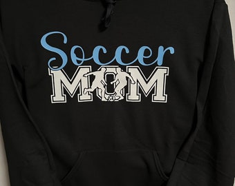 Moletom com capuz personalizado Soccer Mom com sobrenome no capuz.