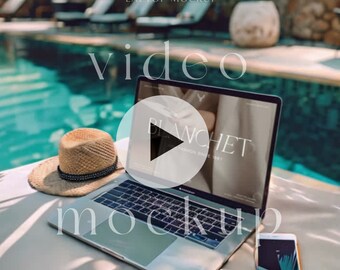 maquete de vídeo do macbook | maquete de laptop | Vídeo de 9 segundos | maquete animada | photoshop mp4 | temática de verão | download instantâneo | marketing