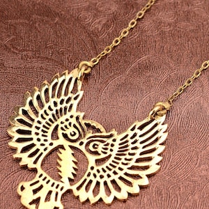 Brass Owl pendant, Women&#39;s jewelry, gift for girlfriend, Dainty necklace, brass jewelry for women, Statement Necklace, Animal Lover Gift