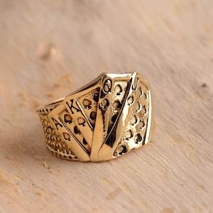 Gold Poker Card Ring, Luck Ring, Handmade Ring, Playing Card Ring, Streetwear Ring, Cool Ring, Unique Ring, Gift for Him,