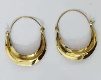 Gold  Fulani  Earrings, Thick Fulani Textured Hoops, Statement Swirl Earrings, Gold African Earrings, Christmas Gift,