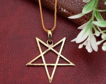 Gold Pentagram Necklace For Women, Pentacle Necklace, Pentagram Pendant, Wiccan Jewelry, Pentagram Jewelry, Gift For Her,