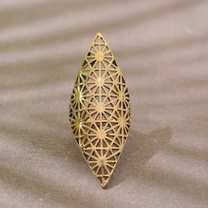 Seed Of Life ring, Full Finger Ring, Sacred Geometry Ring, Flower Of Life Ring, Spiritual Mandala, Gold Promise Ring, Big Ring, Gift For Her