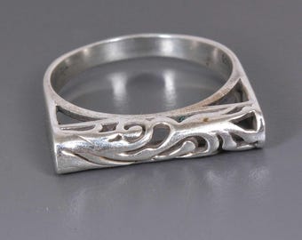 Anello in argento a fascia larga, anello in filigrana fatto a mano, gioielli in argento in stile vintage, anello unisex regolabile in regalo