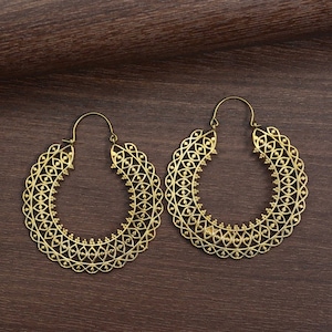 Big Hoop Brass Earrings Mandala Earrings Boho Earrings Hoop Earrings Big Brass Earrings Tribal Earrings Ethnic earrings gift for her