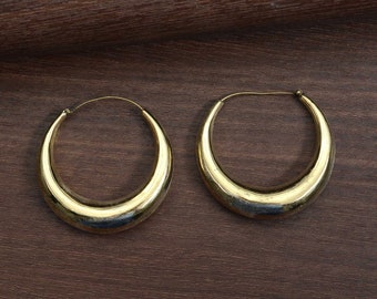 Dome Earrings, Statement Earrings, Brass Hoop Earrings, Vintage Earrings, Handmade Earrings, Gift For Her, Birthday Gifts,