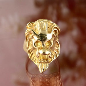 Vintage Gothic Brass Leo Lion Men's Ring, Solid Brass Roaring Lion Ring, Zodiac Ring, Animal Ring, Artistic Ring, Lion Head Ring,Dainty Ring