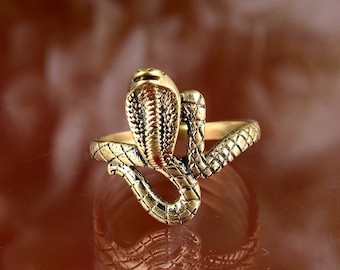 PAURO Men's Stainless Steel Cobra Snake Ring - Punk Biker Animal Head Design, Silver/Black, Hypoallergenic
